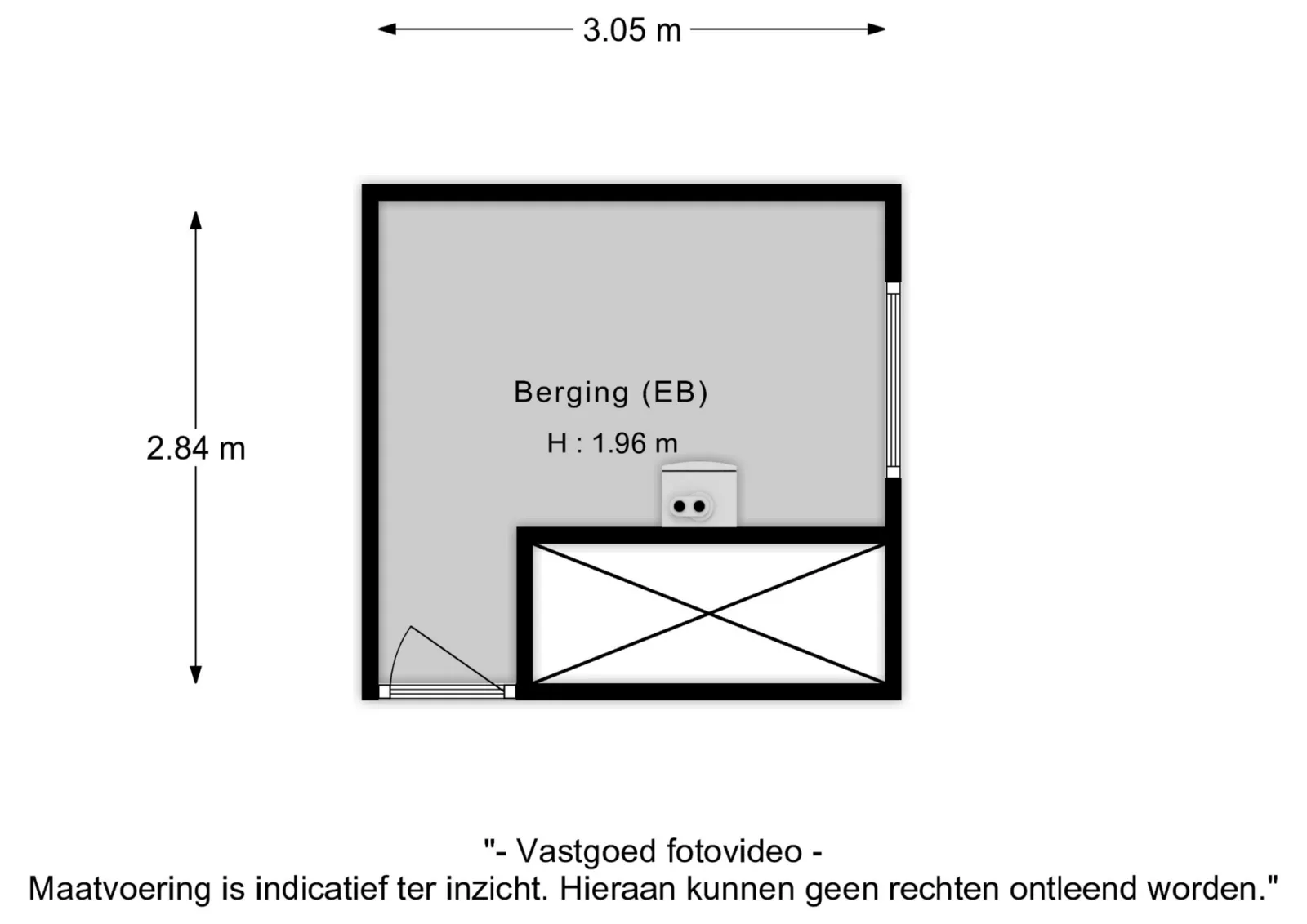 Plattegrond van de berging in het appartement aan Edelvalk 4, Veenendaal.